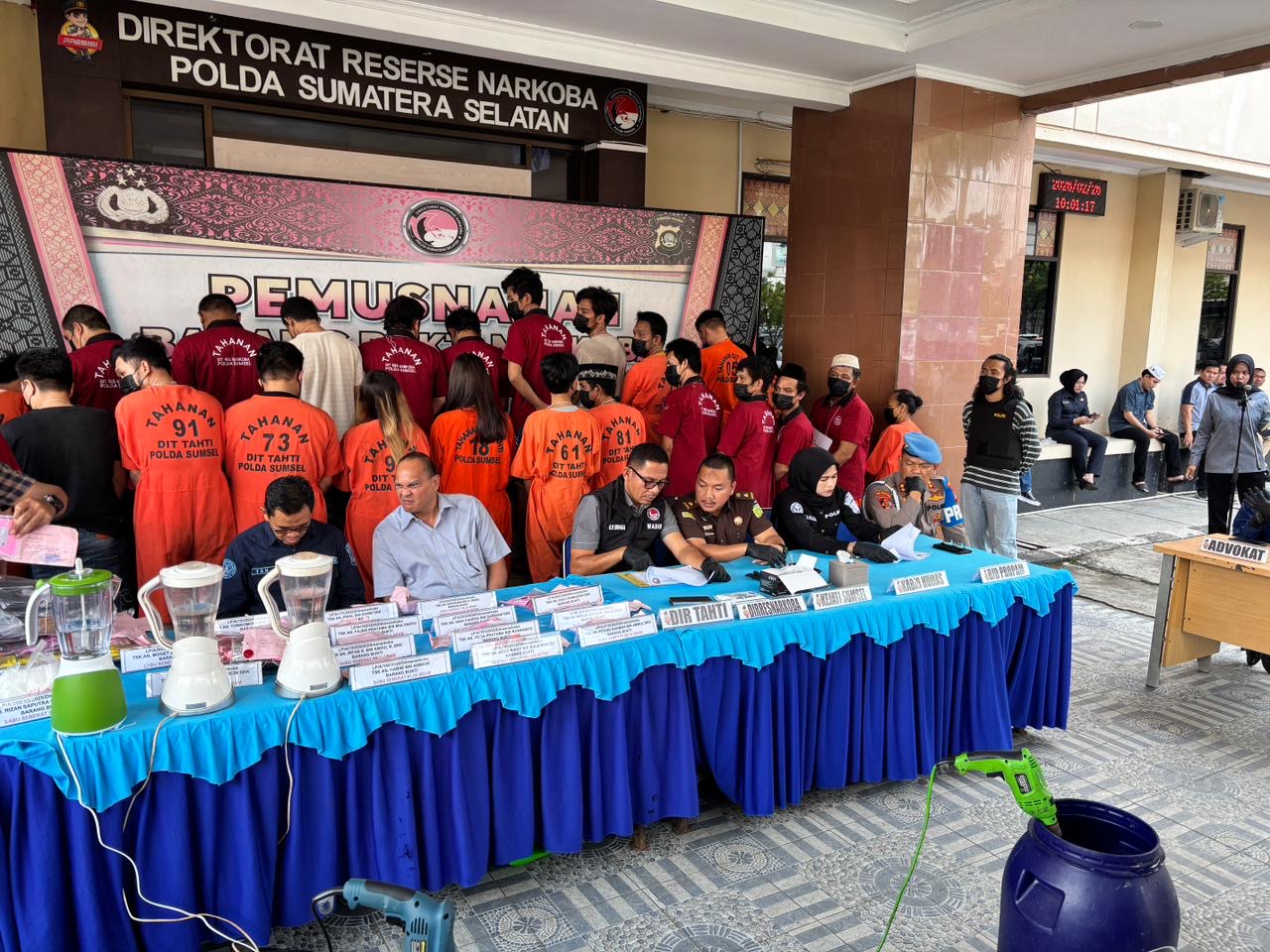 Ditresnarkoba Polda Sumsel Hancurkan Barang Bukti 18 Kasus, 27 Tersangka Terancam Pidana Mati