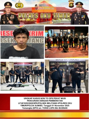Buron 5 Bulan, DPO Curanmor Gereja HKBP OKU Timur Ditangkap Tim Gabungan Polda Sumsel