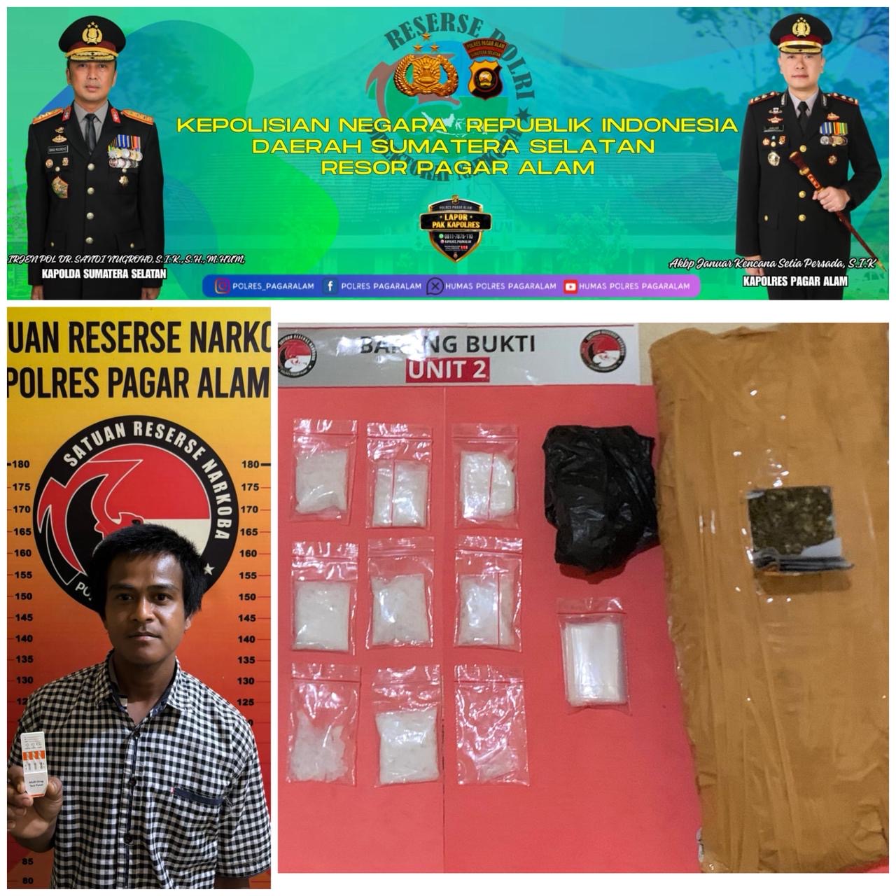 860 Gram Ganja dan 78 Gram Sabu Disita dari Kamar Hotel, Kurir Lintas Kota Dibekuk