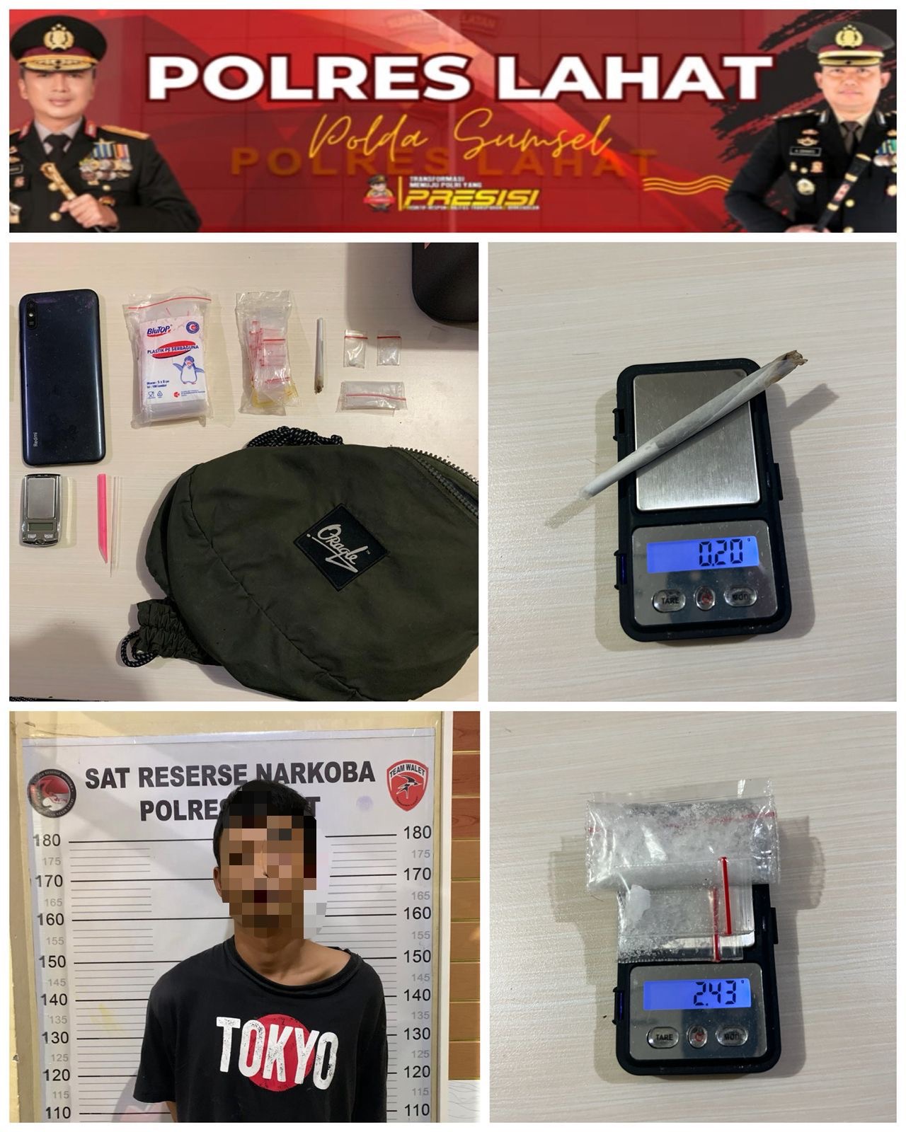 Satresnarkoba Polres Lahat Amankan Pengedar Narkotika di Kontrakan, Pemasok Berinisial T Diburu