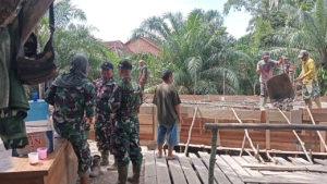 Pembangunan Jembatan Beton Tahap IV Desa Muara Dua, Warga Apresiasi Dedikasi Kodim 0404/Muara Enim