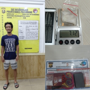 Unit 2 Satresnarkoba Polrestabes Palembang Bekuk Pengedar Sabu 7,12 Gram di Keramasan Kertapati, Timbangan Digital Disita