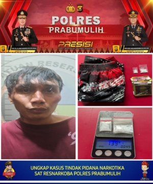Polres Prabumulih Bekuk Pengedar Sabu Warga Lampung di Majasari, Kotak Surya 16 Disita